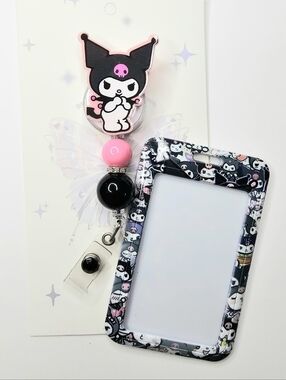 Hand Crafted Kuromi Badge Reel & ID Holder